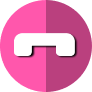 Pink phone receiver icon with shadow and white handset.